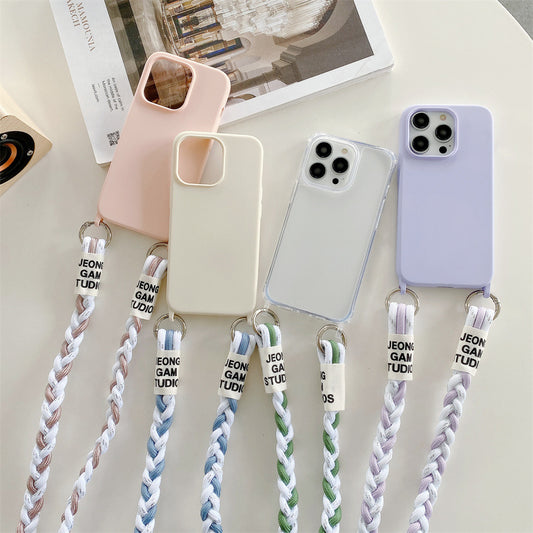 Accessoire de coque avec carte arrière et cordon bandoulière tressé