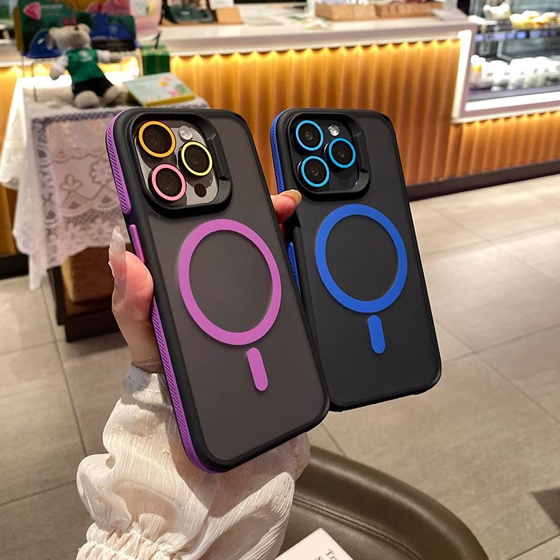 Coque magnétique mate bicolore avec protection renforcée, résistante aux chocs, pour iPhone 17 Pro Max