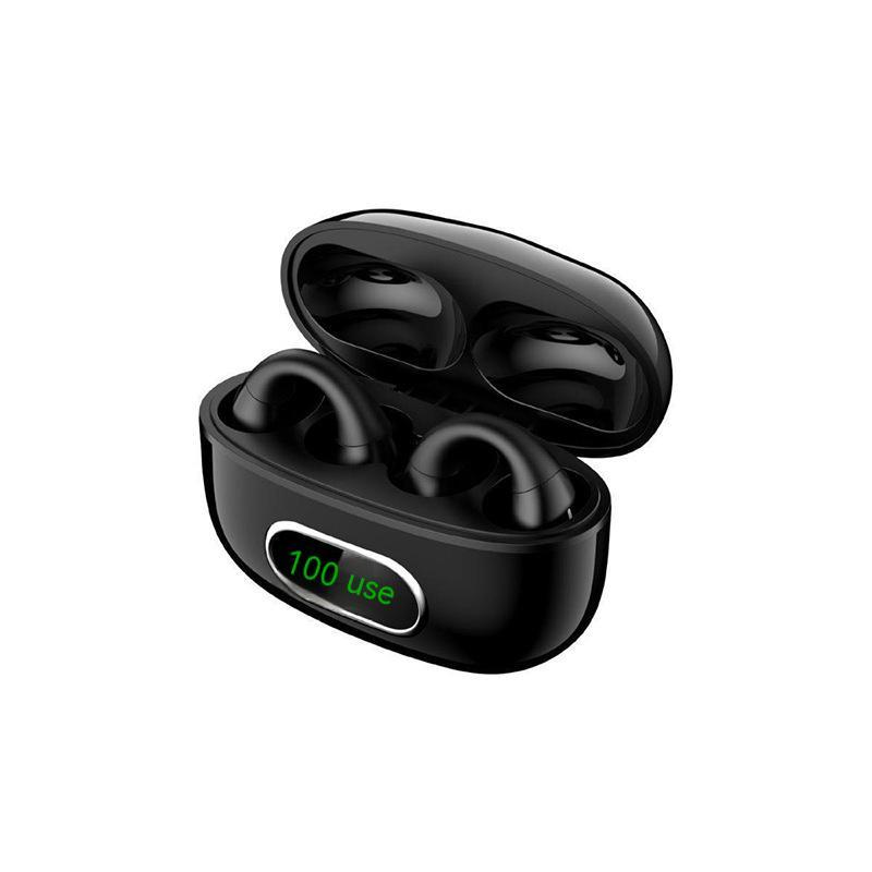 Casque Bluetooth stéréo TWS à clip d’oreille avec écran numérique et boîtier de charge