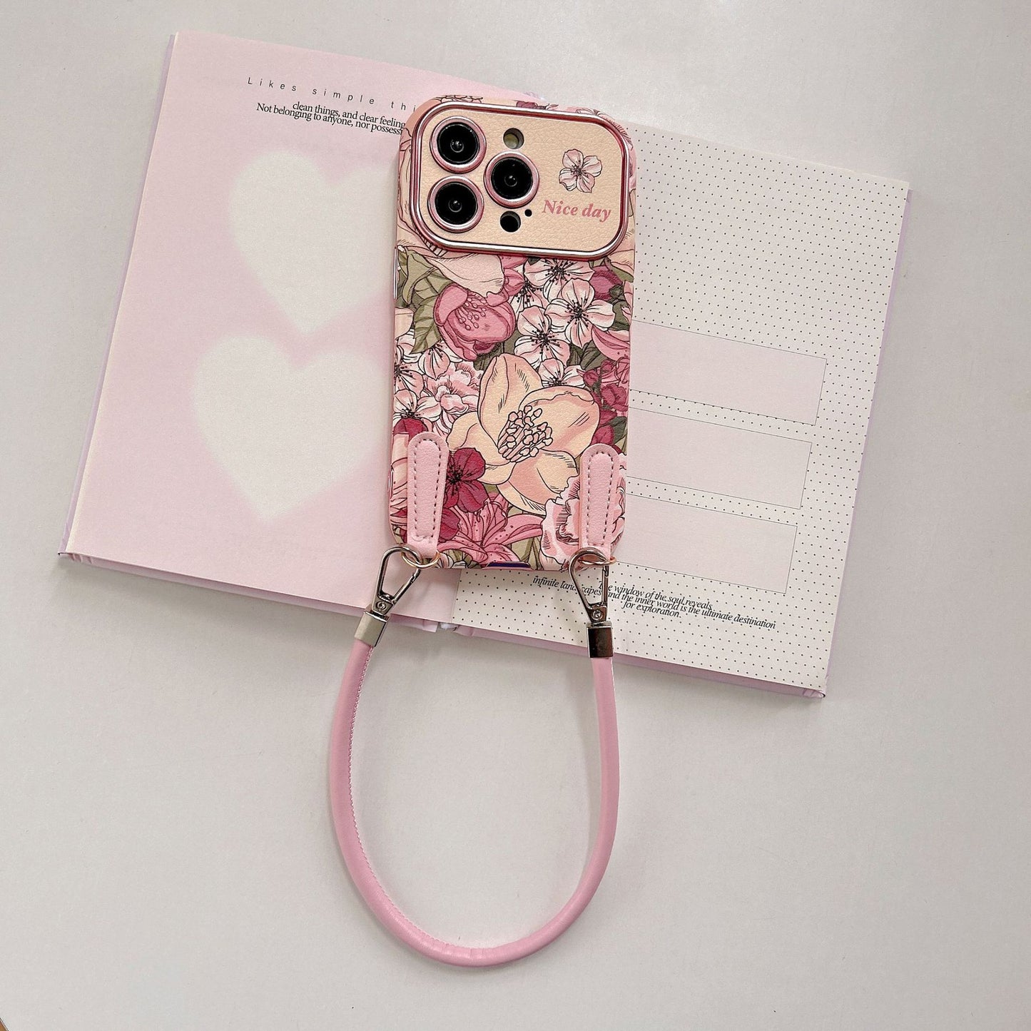 Coque de téléphone en cuir avec motif floral style peinture à l’huile rétro