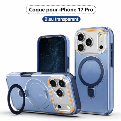Coque magnétique mate avec anneau support rotatif 360° pour iPhone 17 Pro / 17 Max Plus, protection antichoc