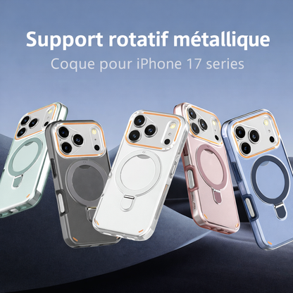 Coque magnétique mate avec anneau support rotatif 360° pour iPhone 17 Pro / 17 Max Plus, protection antichoc