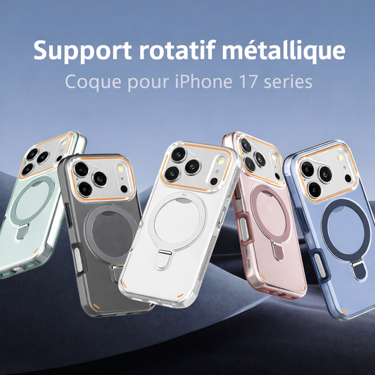 Coque magnétique mate avec anneau support rotatif 360° pour iPhone 17 Pro / 17 Max Plus, protection antichoc